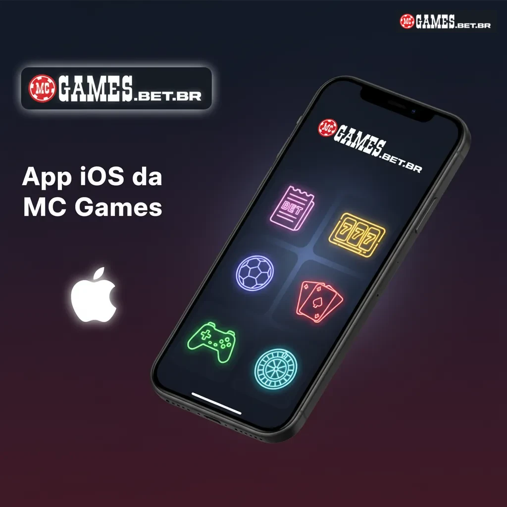 App iOS da MC Games para iPhone e iPad: gratuito, apostas e cassino; requer iOS 12+ e ~150 MB.