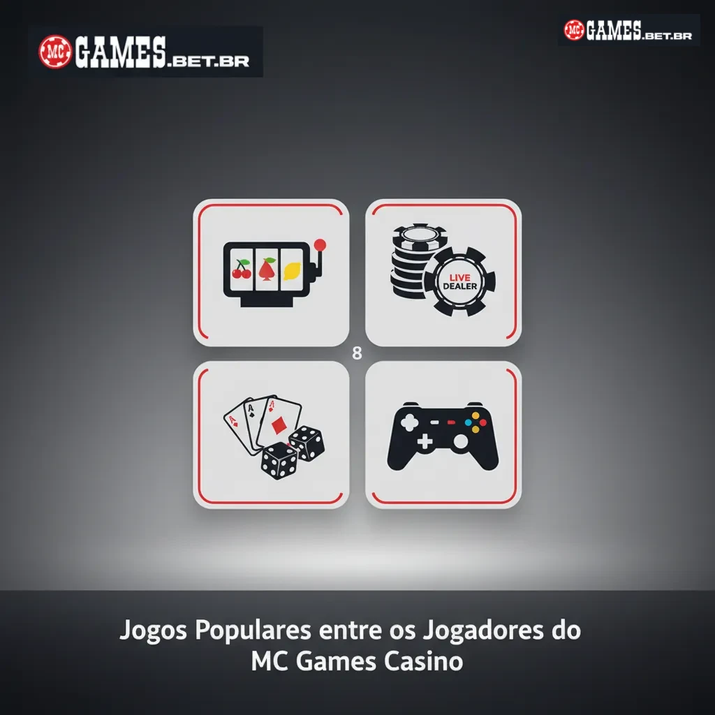 Banner do cassino MC Games com ícones de Gates of Olympus, Sweet Bonanza, Big Bass, Book of Dead, Aviator e roleta.