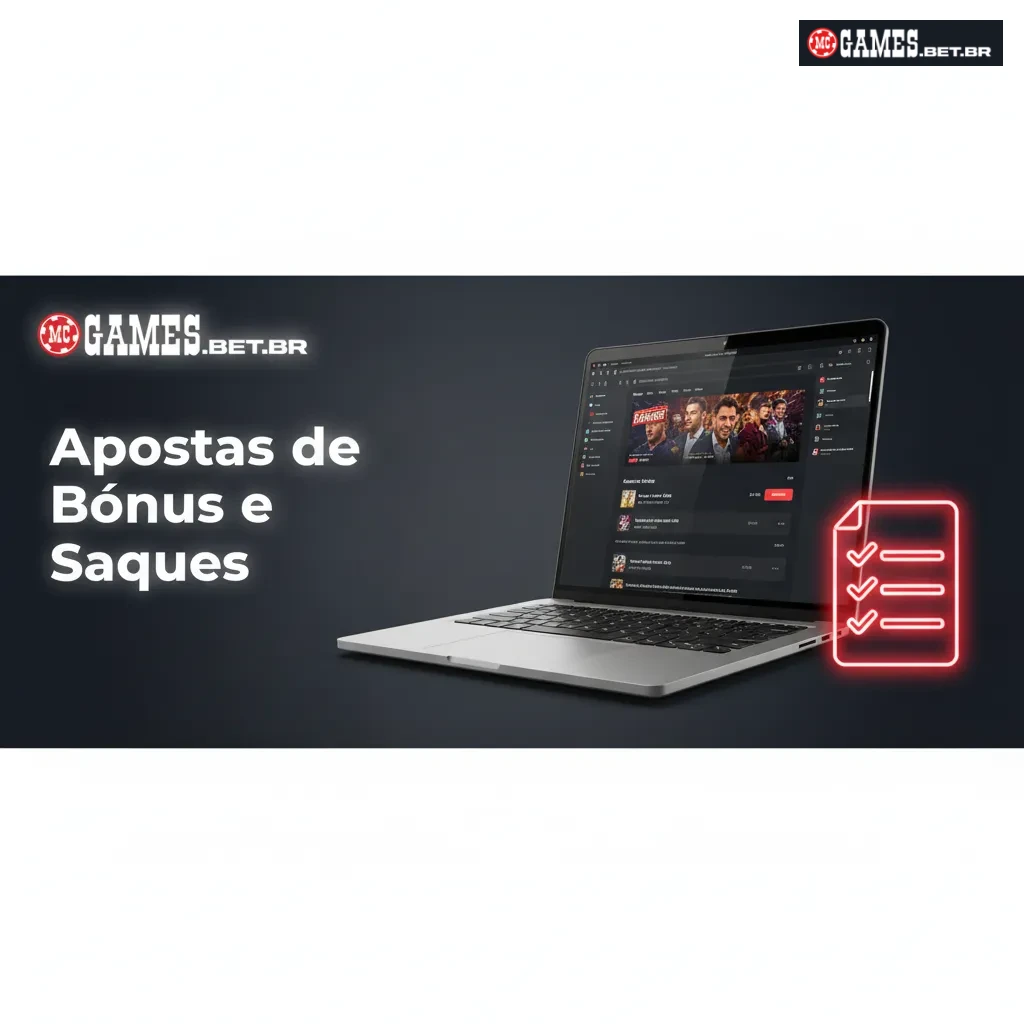Infográfico MC Games sobre bônus e saques: rolagem 35x, contribuições, prazos, aposta máx., odds mín. 1,80.
