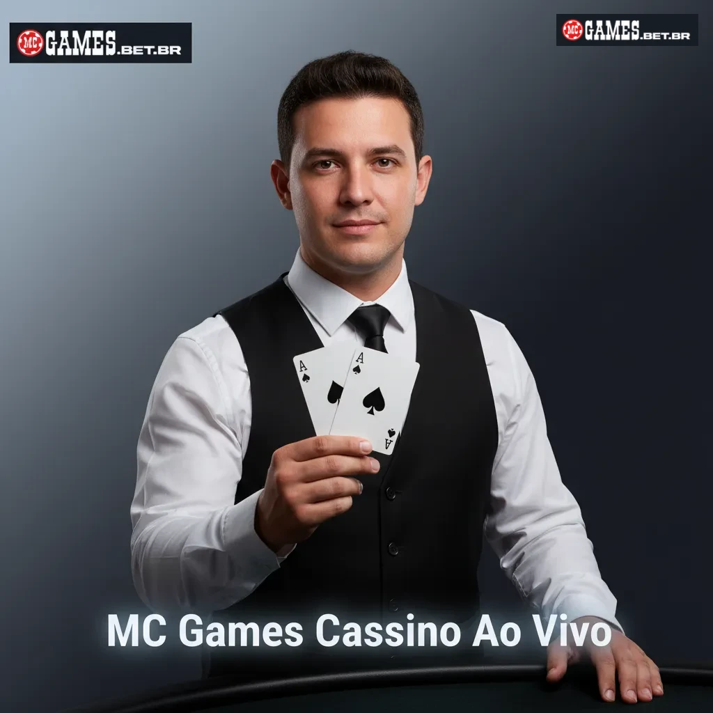 Tela do MC Games Cassino Ao Vivo com dealers e mesas de roleta, blackjack, bacará e game shows em tempo real.