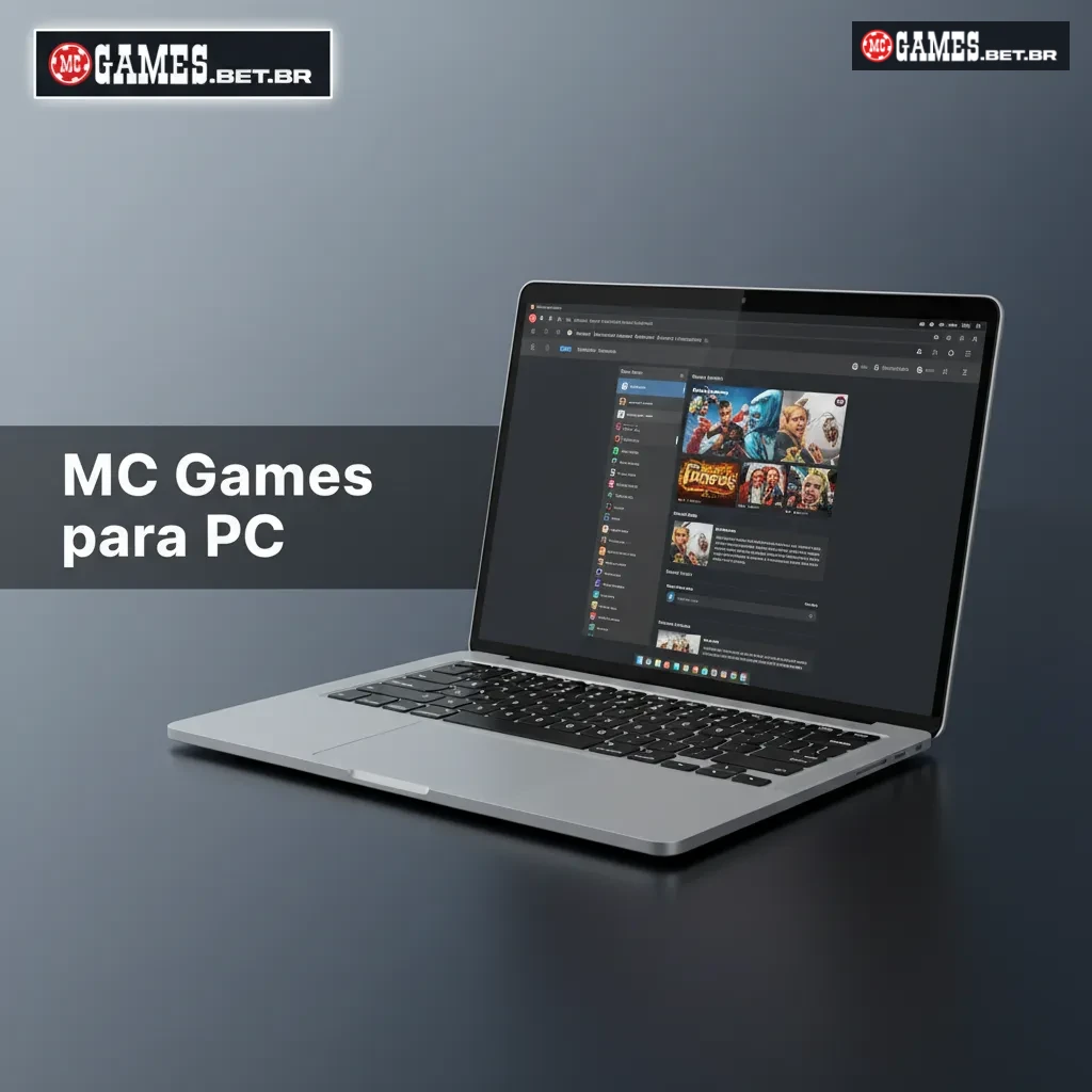 Monitor com site MC Games no navegador; jogar via web no PC, lobby e categorias; sem cliente para Windows/macOS.