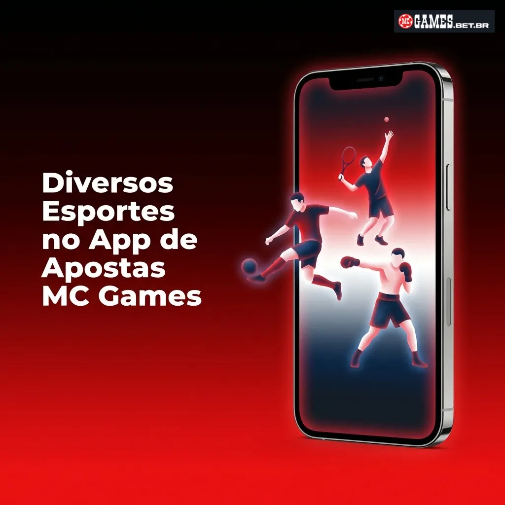 Interface do app MC Games mostrando múltiplas opções de esportes disponíveis para apostas ao vivo e pré-jogo