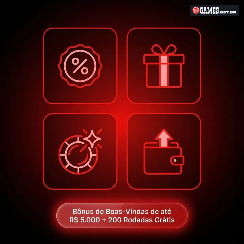 Casino welcome bonus package showing R$ 5,000 deposit match plus 200 free spins across three tiers for new players