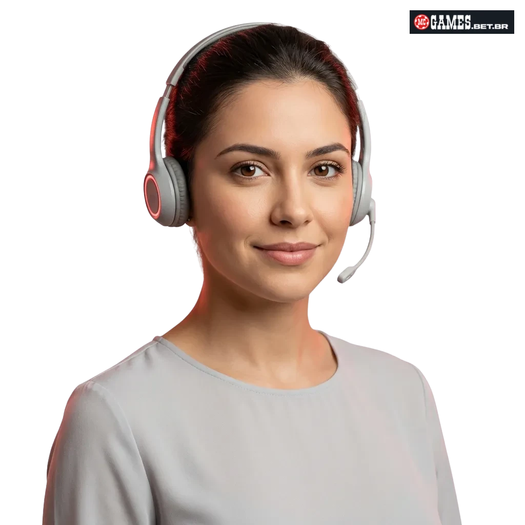 MC Games Brazil contact page showing live chat, email, phone, and social media support options in Portuguese