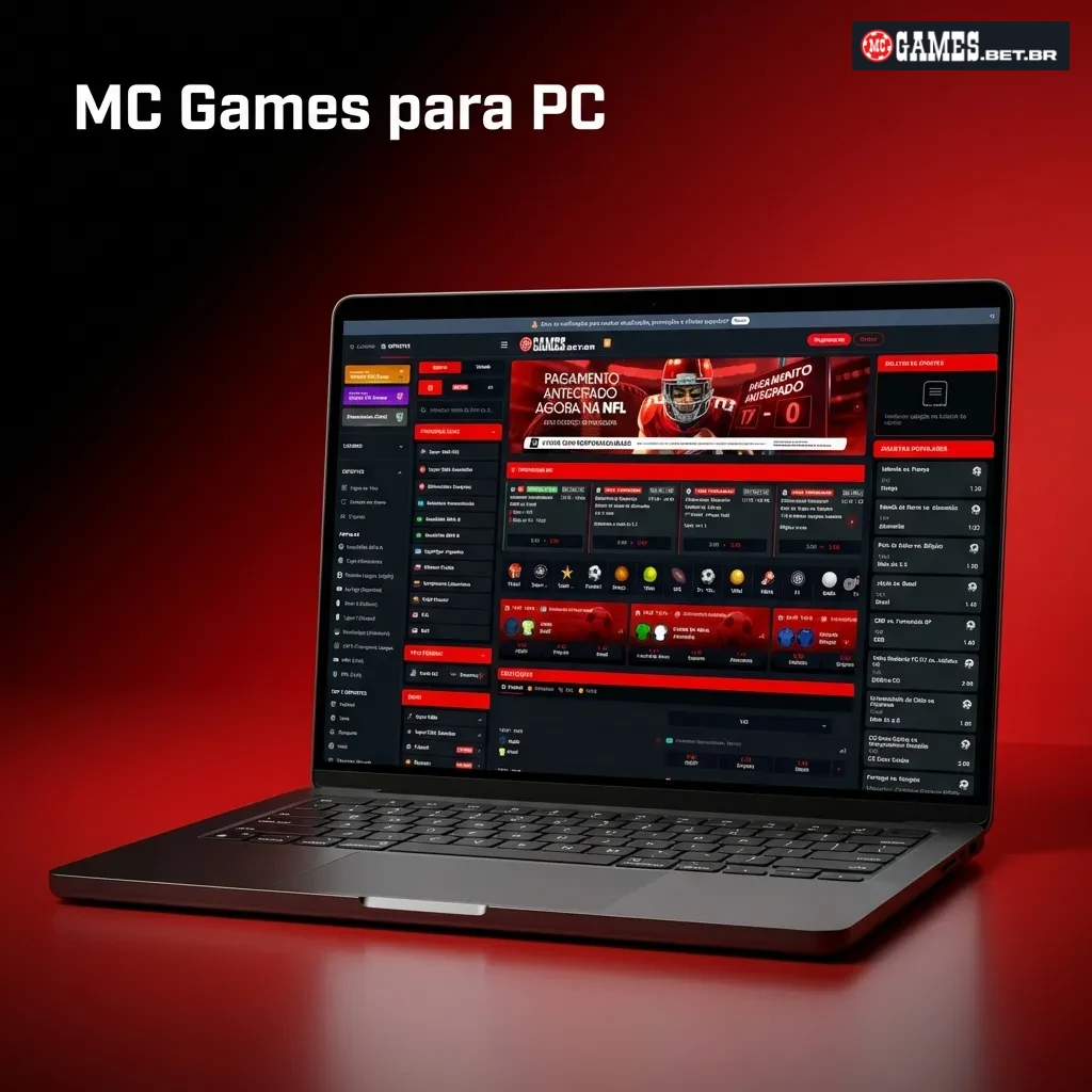 Logo de MC Games para computador com ícone de download para Windows e macOS
