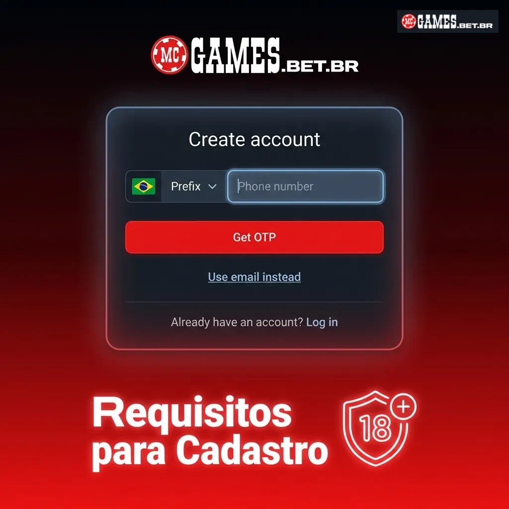 Registration requirements page showing age, document, and residency rules for Brazilian online gaming platform